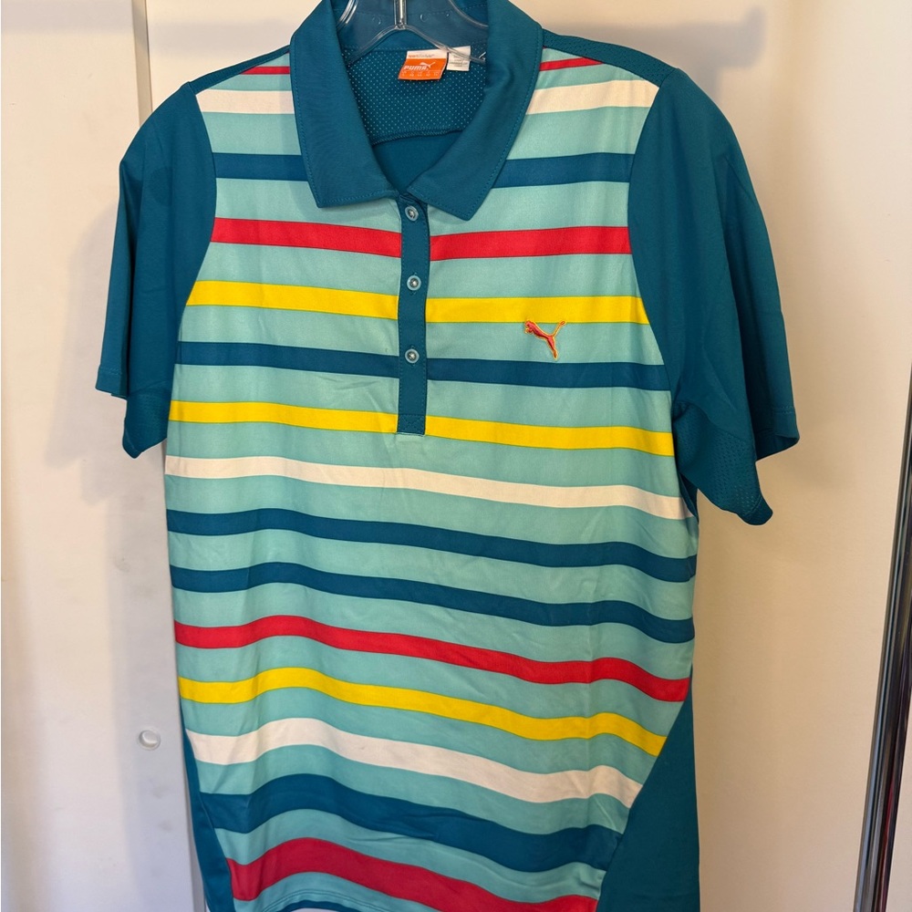 Puma Women’s Striped Golf Polo USP Dry Multi-Color Size Large